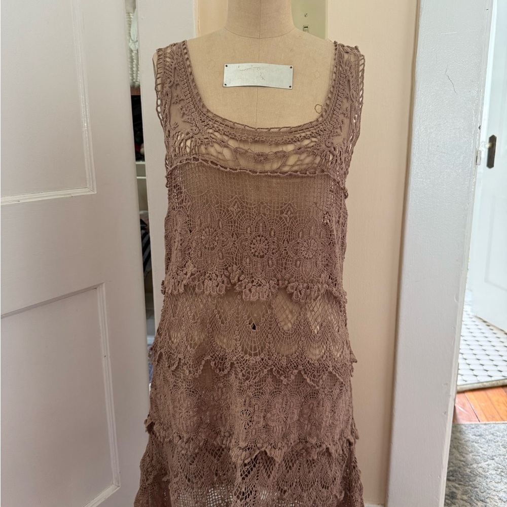 Anthropologie Lace Mini Dress - Brown